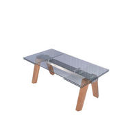ESSTISCH MOUNTY Glas Grau Massivholz - Naturfarben/Grau, Glas/Eichenholz (100/200/76cm) - KAWOLA