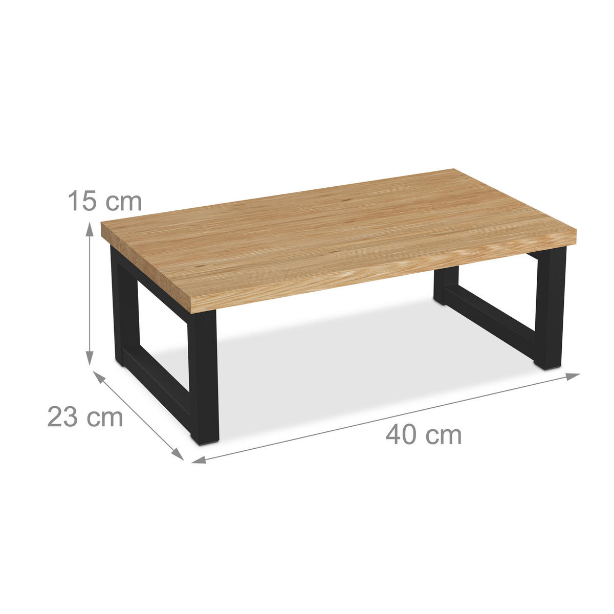 MONITORSTÄNDER Natur Schwarz Eisen Industrial 15x40x23 cm - Multicolor, Holzwerkstoff/Metall (23/40/15cm) - Relaxdays