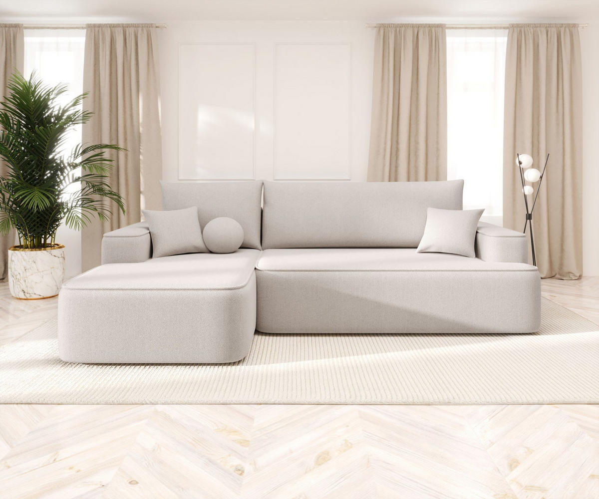 ECKSOFA mit Schlaffunktion FIGO Curio 02 Links - Creme, Textil (250/150cm) - Bedante