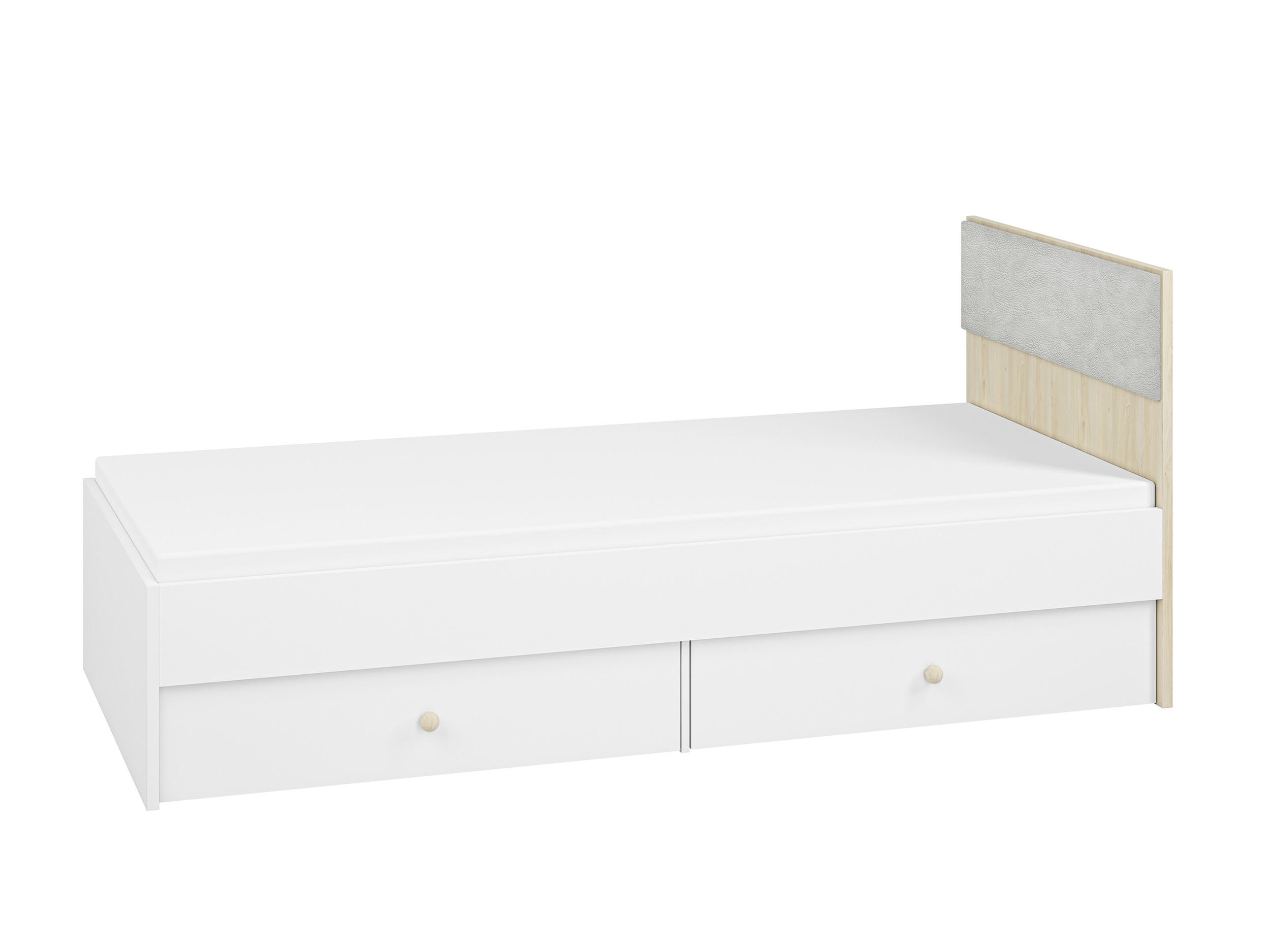 BETT MIT SCHUBLADEN Elmo weiß / Buche / grau 95 / 205 / 88cm - Buchefarben/Weiß, Holz/Holzwerkstoff (90/200cm) - Feldmann-Wohnen