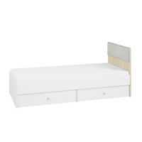 BETT MIT SCHUBLADEN Elmo weiß / Buche / grau 95 / 205 / 88cm - Buchefarben/Weiß, Holz/Holzwerkstoff (90/200cm) - Feldmann-Wohnen