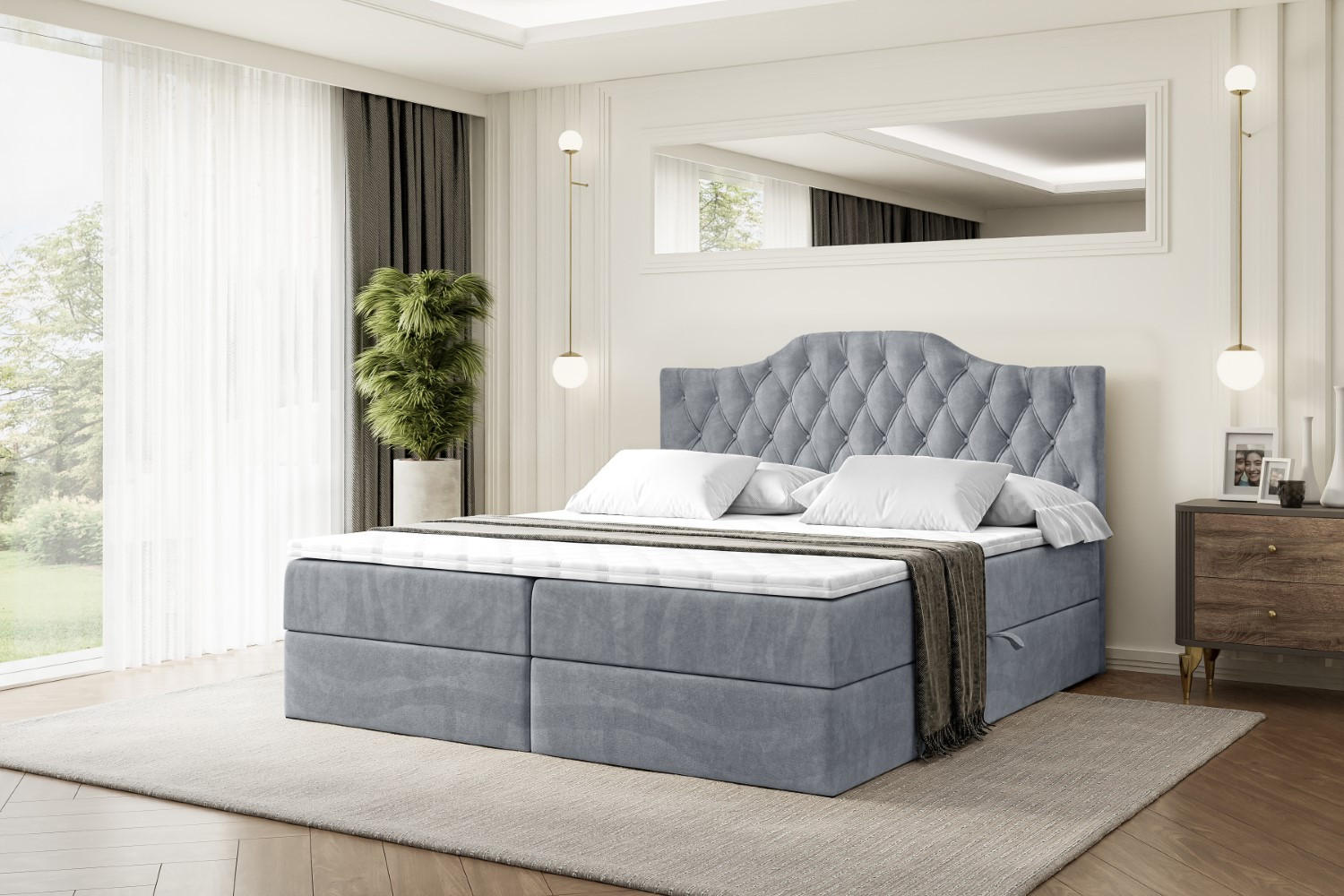 BOXBETT mit Matratze H4 und Lattenrost - VILA-1 - 120x200 cm - H4 - Grau - Grau, Holzwerkstoff (120/200cm) - ALTDECOR
