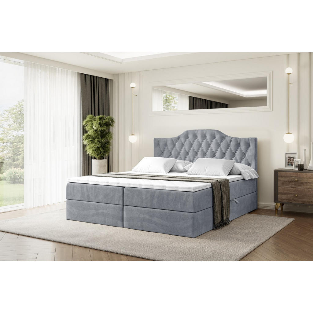 Thumbnail - Altdecor Boxbett, Grau, Holzwerkstoff, Höhe ca. 20 cm, 180x200 cm, Schlafzimmer, Betten, Boxspringbetten