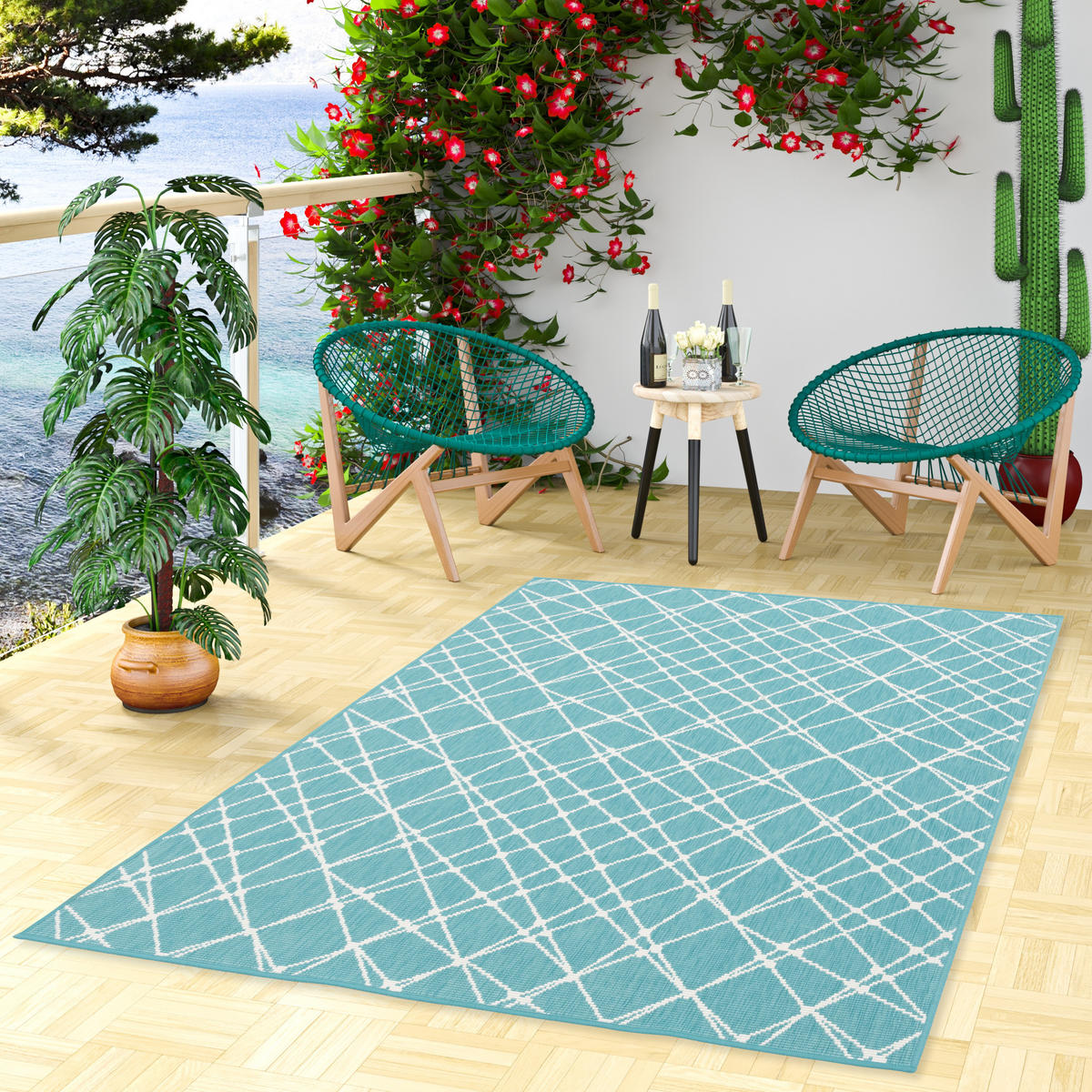 IN- UND OUTDOOR TEPPICH BEIDSEITIG CAPE COD STREIFEN - Mintgrün, Textil (133/190cm) - Pergamon