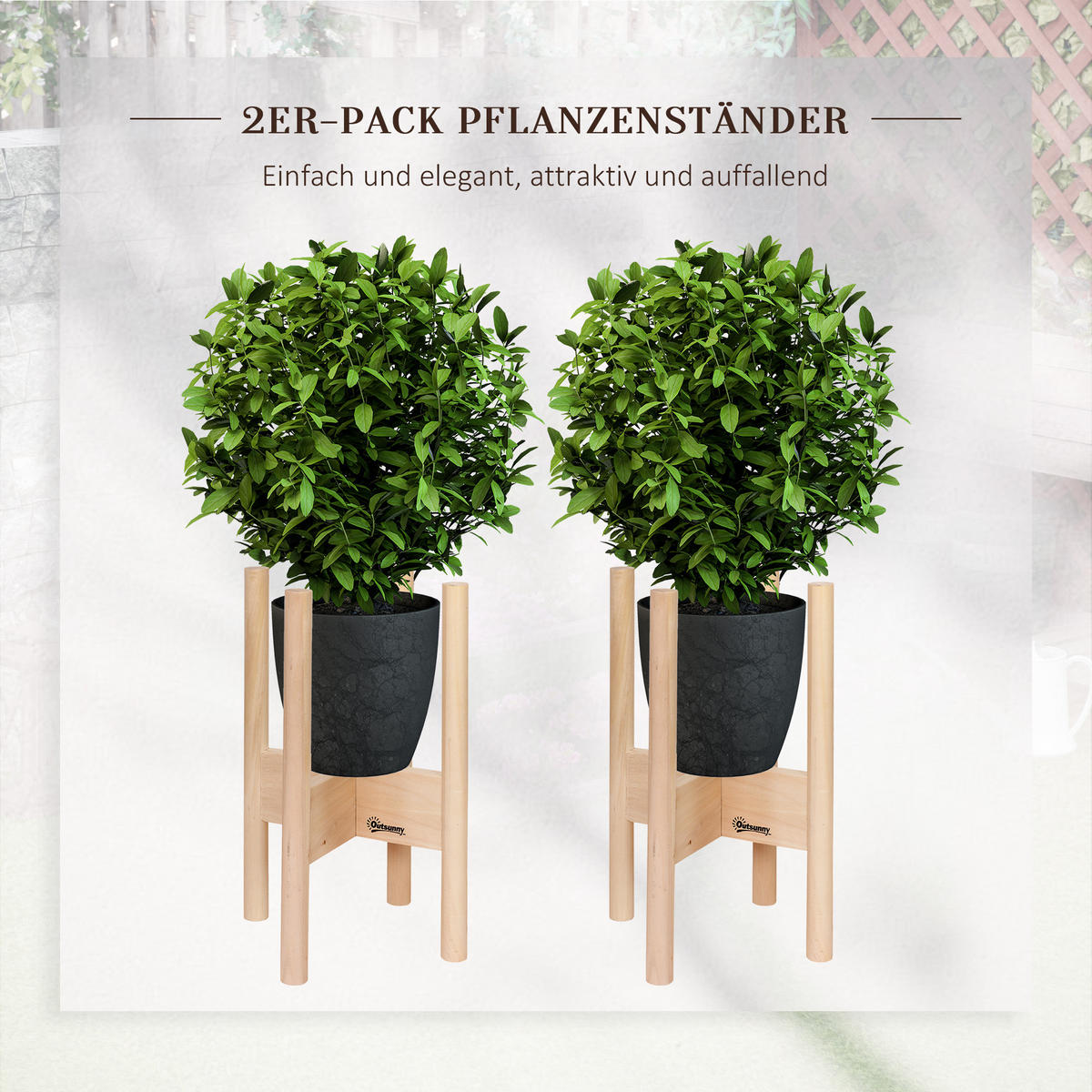 BLUMENSTÄNDER, Tannenholz, Naturholz - Naturfarben, Holz (24/35.4/24cm) - Outsunny