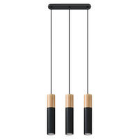 PENDELLEUCHTE Holz Schwarz Stahl - Schwarz, Holz (40/8/130cm)