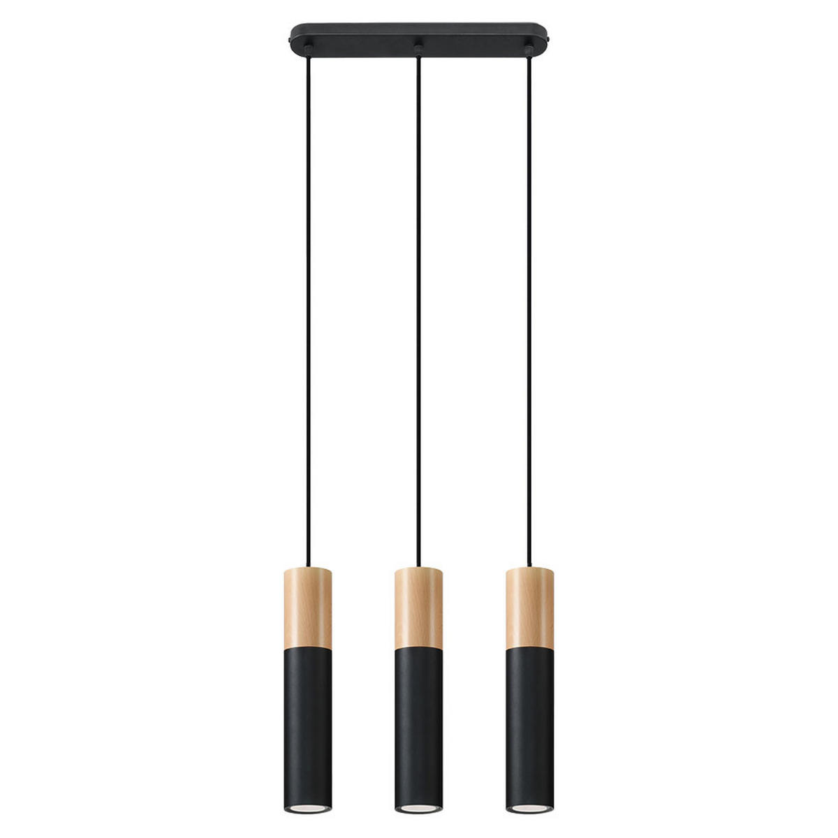 PENDELLEUCHTE Holz Schwarz Stahl - Schwarz, Holz (40/8/130cm)