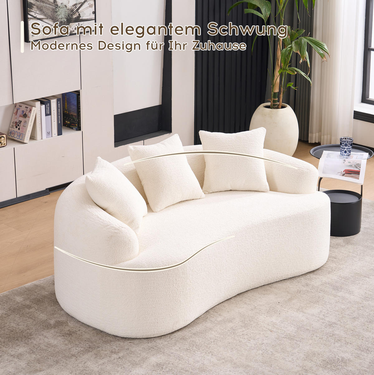 ZWEISITZER-SOFA mit tiefem Sitz Chenille Weiß - Weiß, Kunststoff (153/63/94cm) - Meubliv