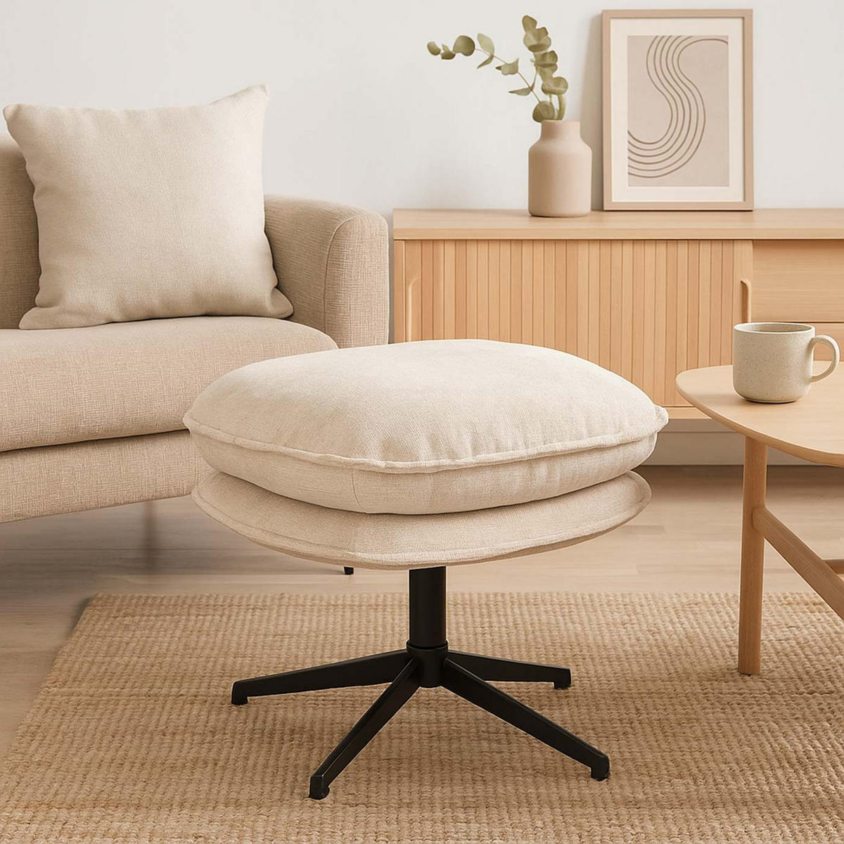 STOLEK S POLSTROVÁNÍM Krémová - krémová, textil (52/46/46cm) - MCW