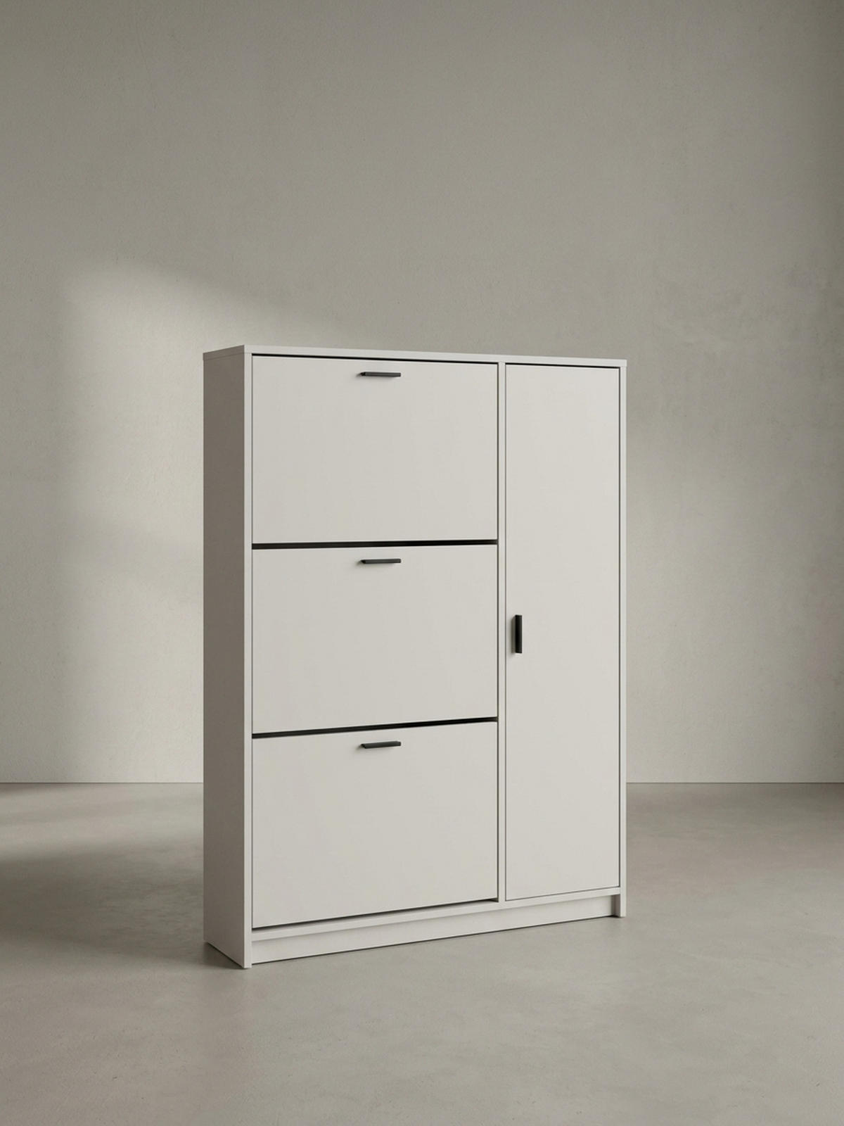 SCHUHSCHRANK – Weiß, 90x120x24 cm, Schuhkipper geschlossen, mit Ablage - Weiß, Holzwerkstoff (90/120/24cm) - KADIMA DESIGN