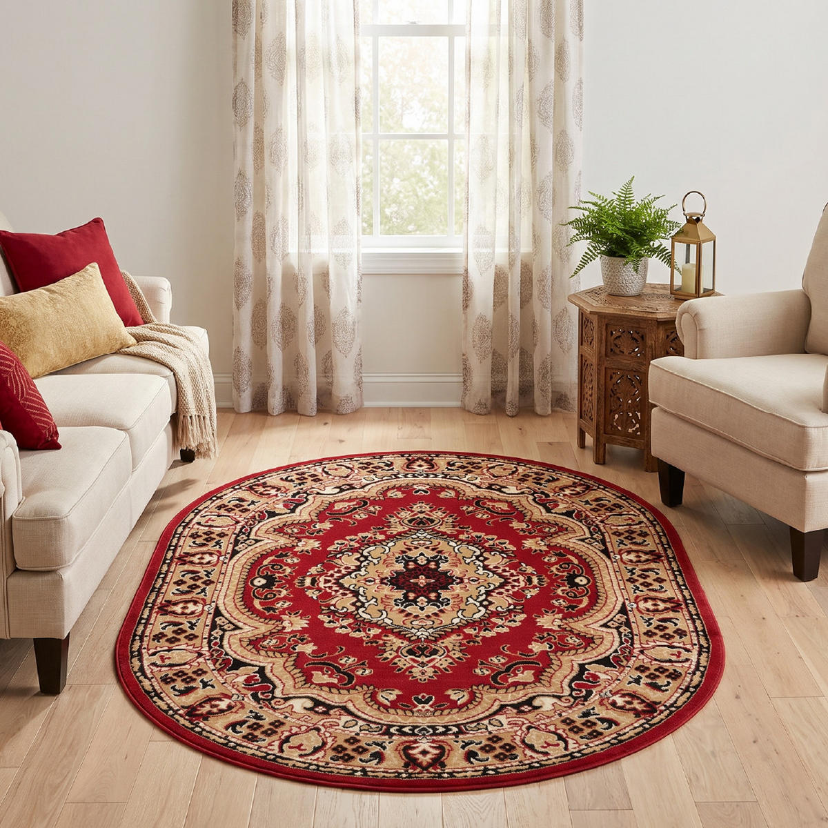 TEPPICH ATLAS oval rot medaillon 140/200 cm - Rot, Textil (140/200cm) - Tapiso