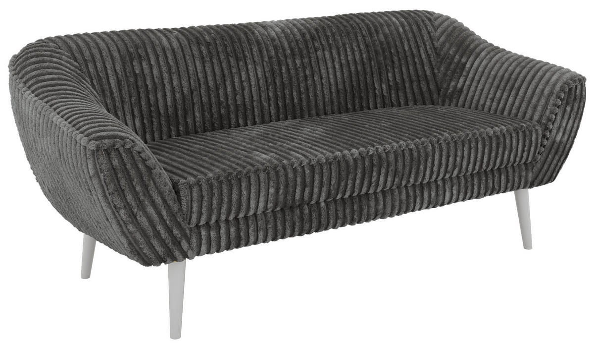 TŘÍMÍSTNÁ POHOVKA PIRS 3 - Šedá Manšestr - Bílé nohy - šedá/bílá, kompozitní dřevo/textil (180/75/74cm) - MKS