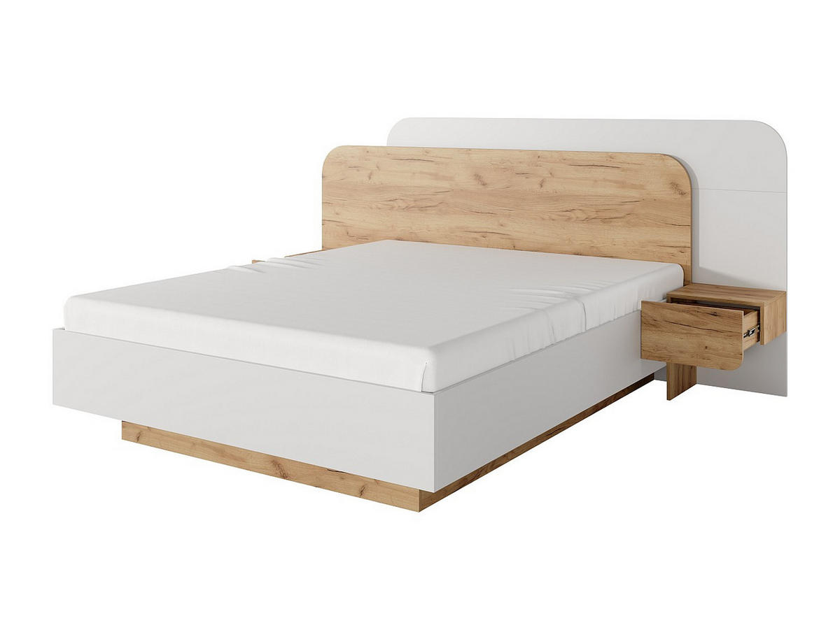 BETT mit Bettkasten - 2 Personen - holz - naturfarben hell, weiß Desado - Naturfarben/Weiß, Holz (160/200cm) - Vente-Unique