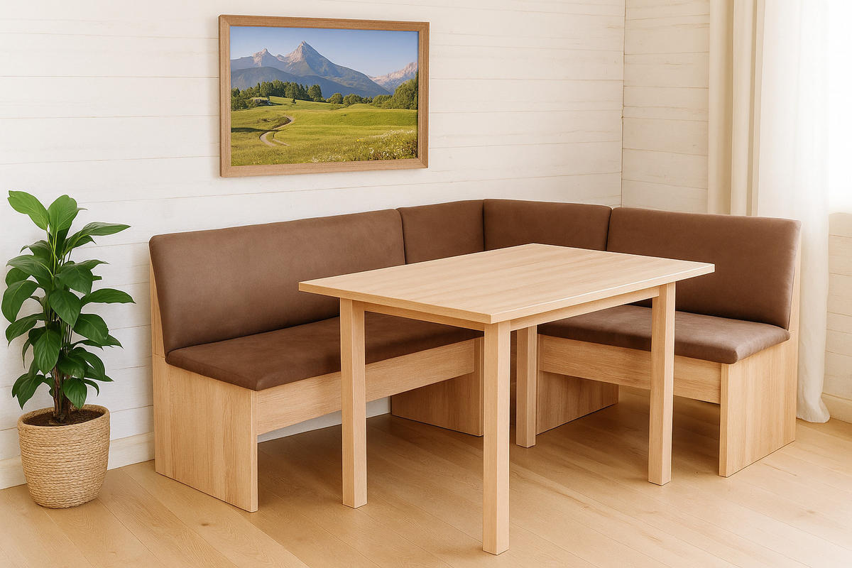 ECKBANKGRUPPE Die Vielseitige Tisch II - Eichefarben/Braun, Holzwerkstoff/Buchenholz (145/86/185cm) - Kundler Home