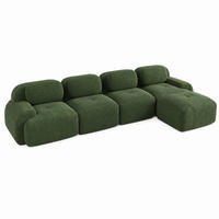 SOFA modular Ecksofa Cordstoff Green montagefrei - Grün, Kunststoff (178/388cm) - Meubliv
