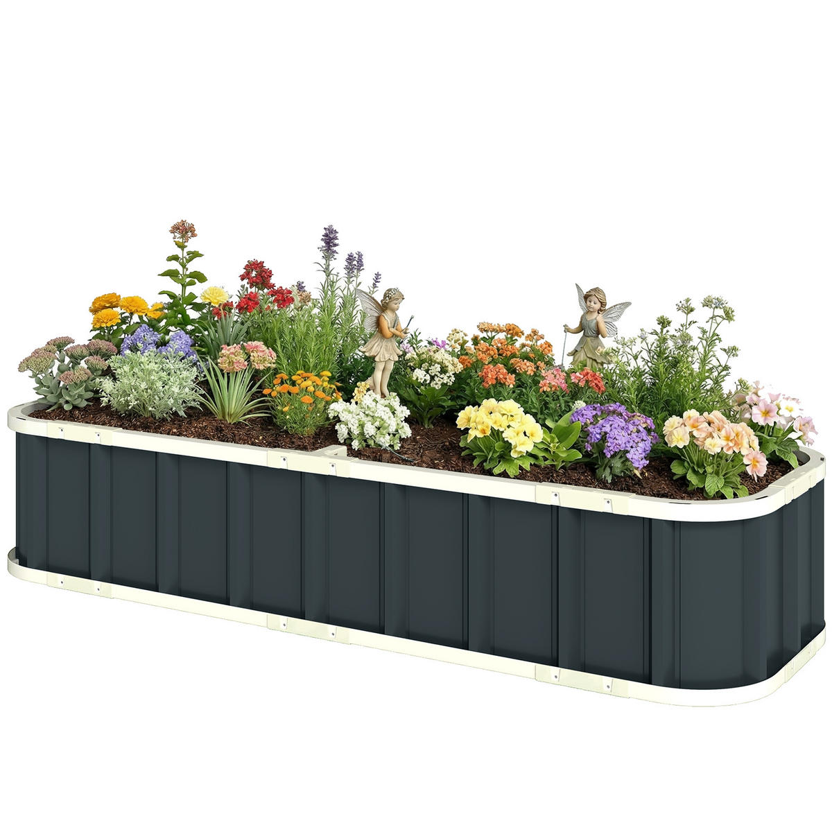 HOCHBEET DE-12324 165/52/31 cm mit offenem Boden Dunkelgrau - Dunkelgrau, Metall (165/31/52cm) - ComfortXL