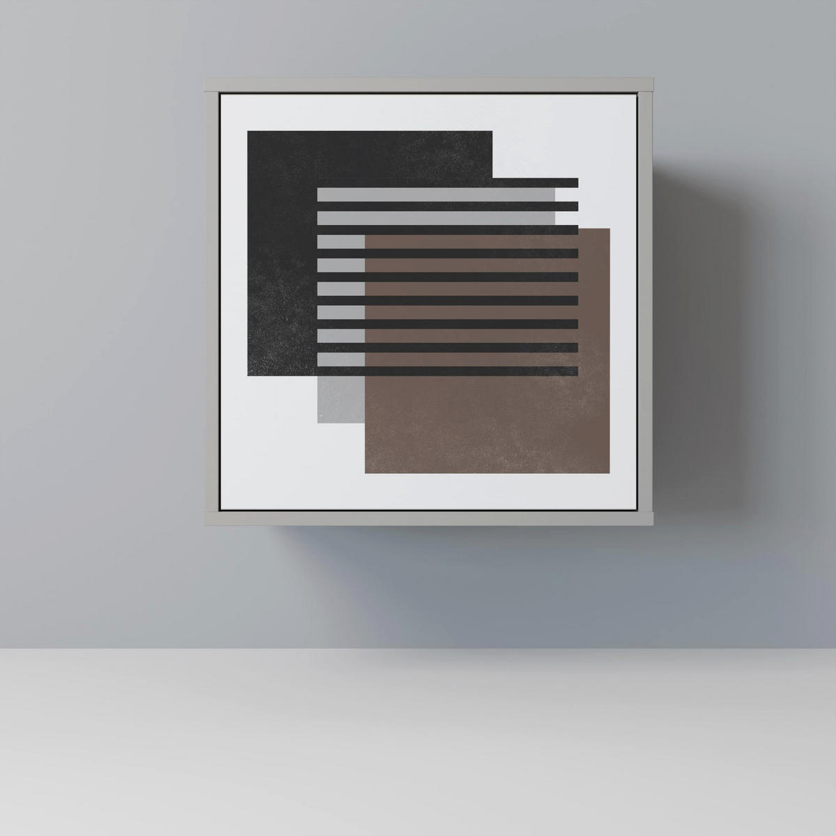 SIDEBOARD SHADOW SYNCHRONY, Grau, 57,5x42x72,5 cm, Schwarze Metallfüße - Multicolor/Schwarz, Holzwerkstoff/Metall (57.5/72.5/42cm) - SpaceRebels