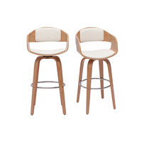 BARHOCKER 360Á Drehbar Helles Holz H67 cm GAO - Weiß, Holz (55/96/55cm) - Miliboo