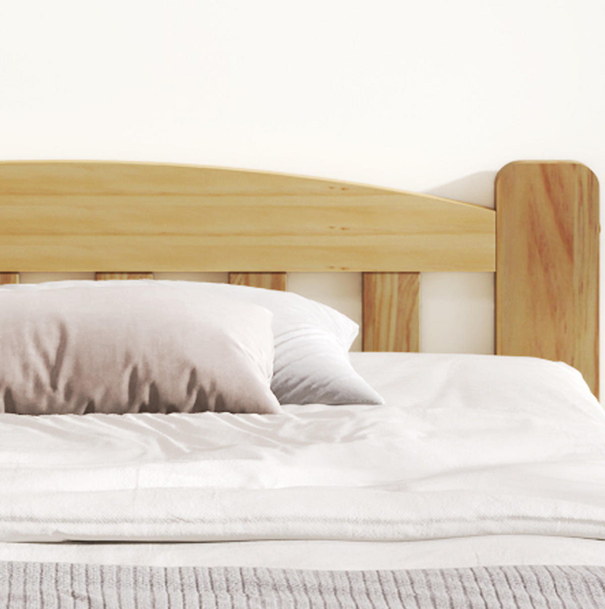 BETT 90/200 cm Natur aus Kiefer mit Kopfteil - Naturfarben, Holz (90/200cm) - OKMYHOME