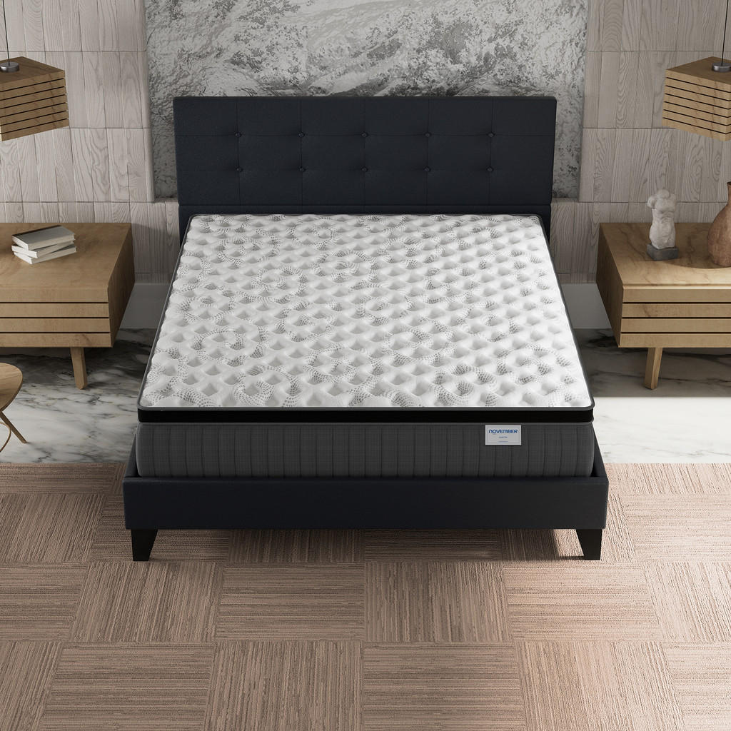 Thumbnail - November Sleep Polsterbett, Schwarz, Holz, Pappel,Pappel, H5, 5-Zonen, Höhe ca. 30 cm, 140x200 cm, Oeko-Tex®, Schlafzimm...