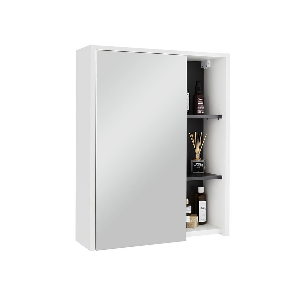 KOUPELNOVÁ SKŘÍŇKA SE ZRCADLEM Viola Bílá/šedá - bílá, kompozitní dřevo (60/75/18cm) - Vicco