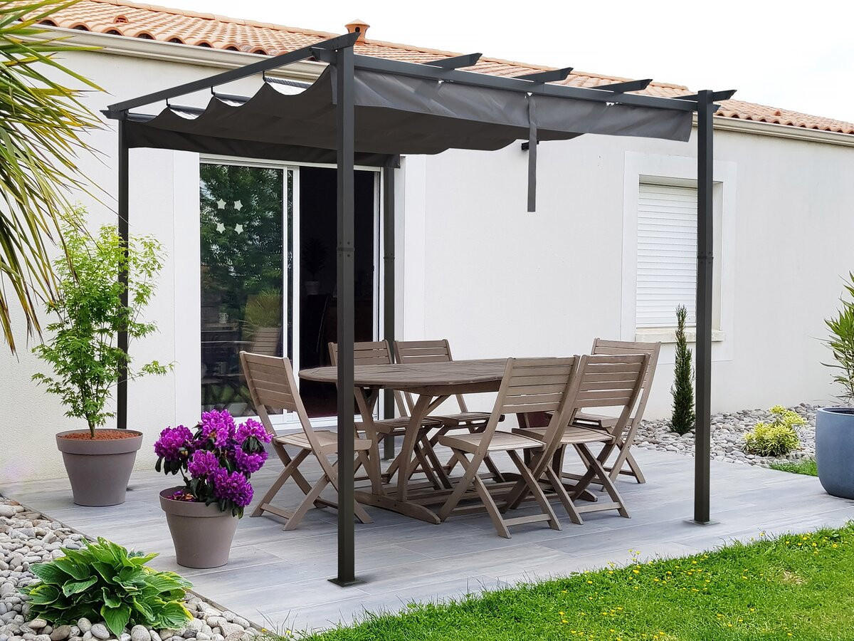 PERGOLA - MARKISE Grau - Grau, Metall (295/231/395cm) - Habitat Garten