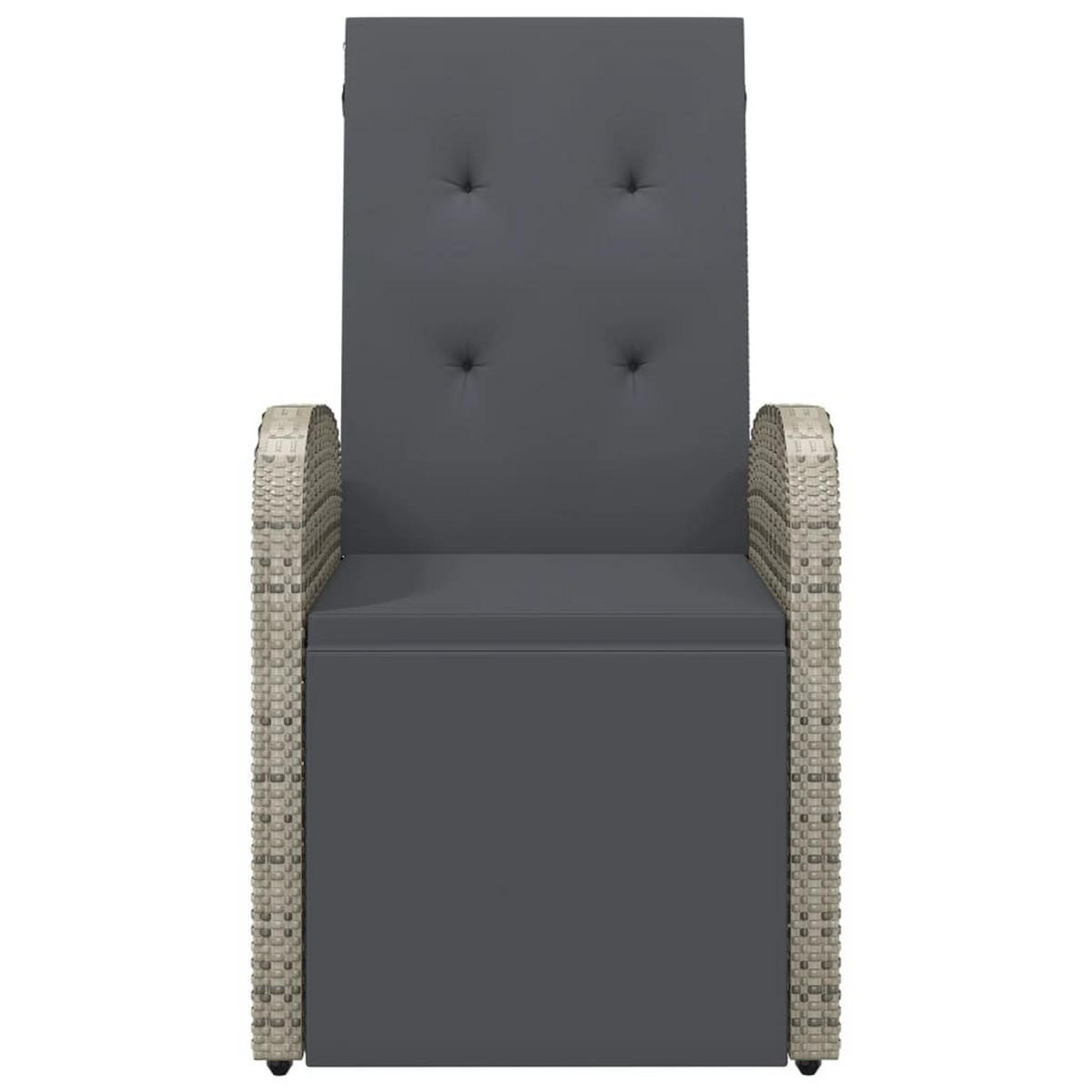 GARTEN-LIEGESTÜHLE Mit Kissen 2er Set Grau Poly Rattan - Grau, Kunststoff (57/106/69cm) - vidaXL