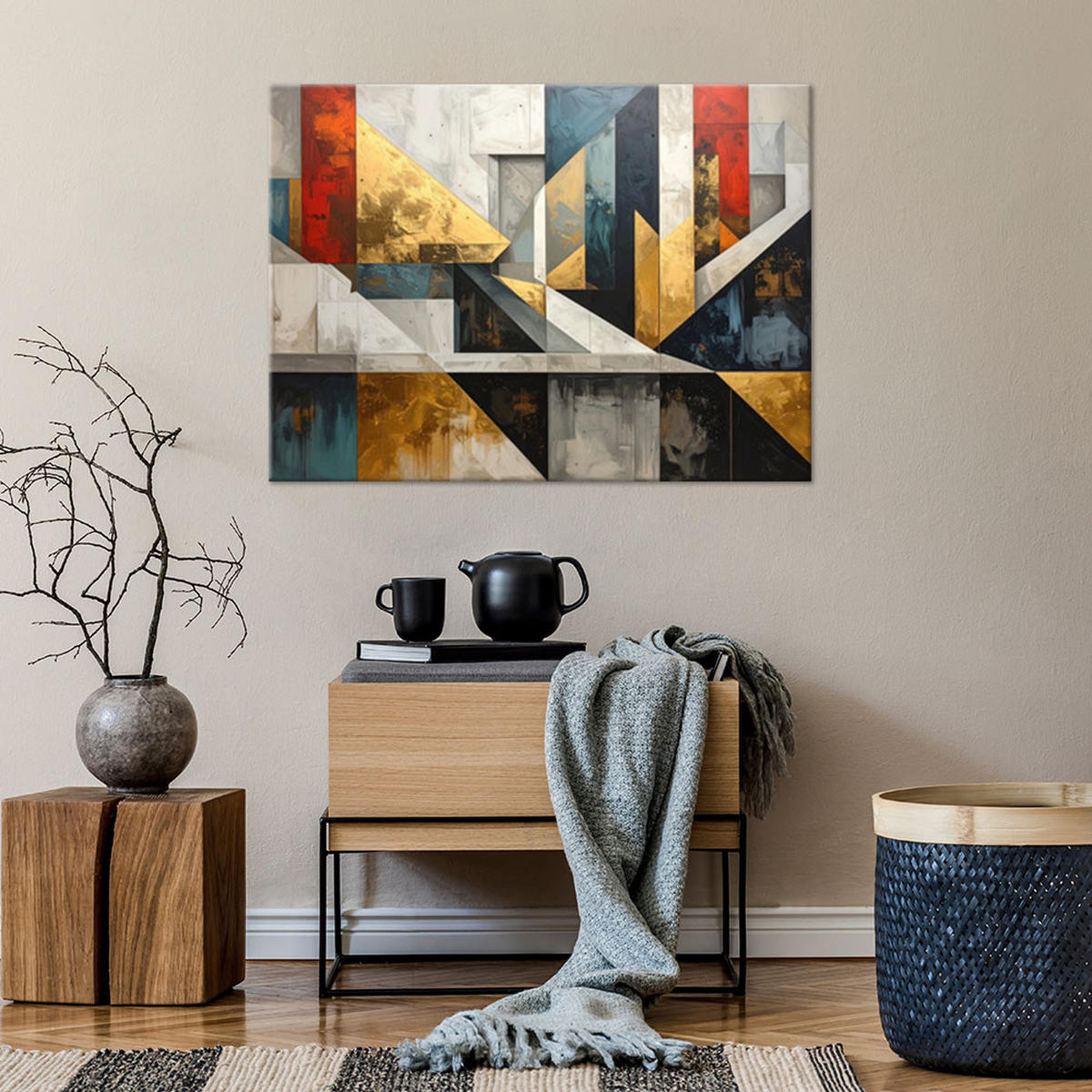 LEINWANDBILD, Moderne farbige Abstrakt - Multicolor, Textil (120/80cm) - Feeby