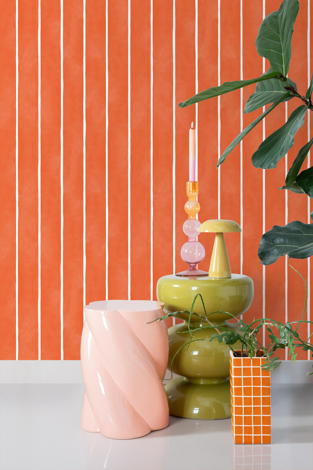 TAPETE Streifenmuster 50 x 900 cm - Orange, Papier (50/900cm) - ESTAhome