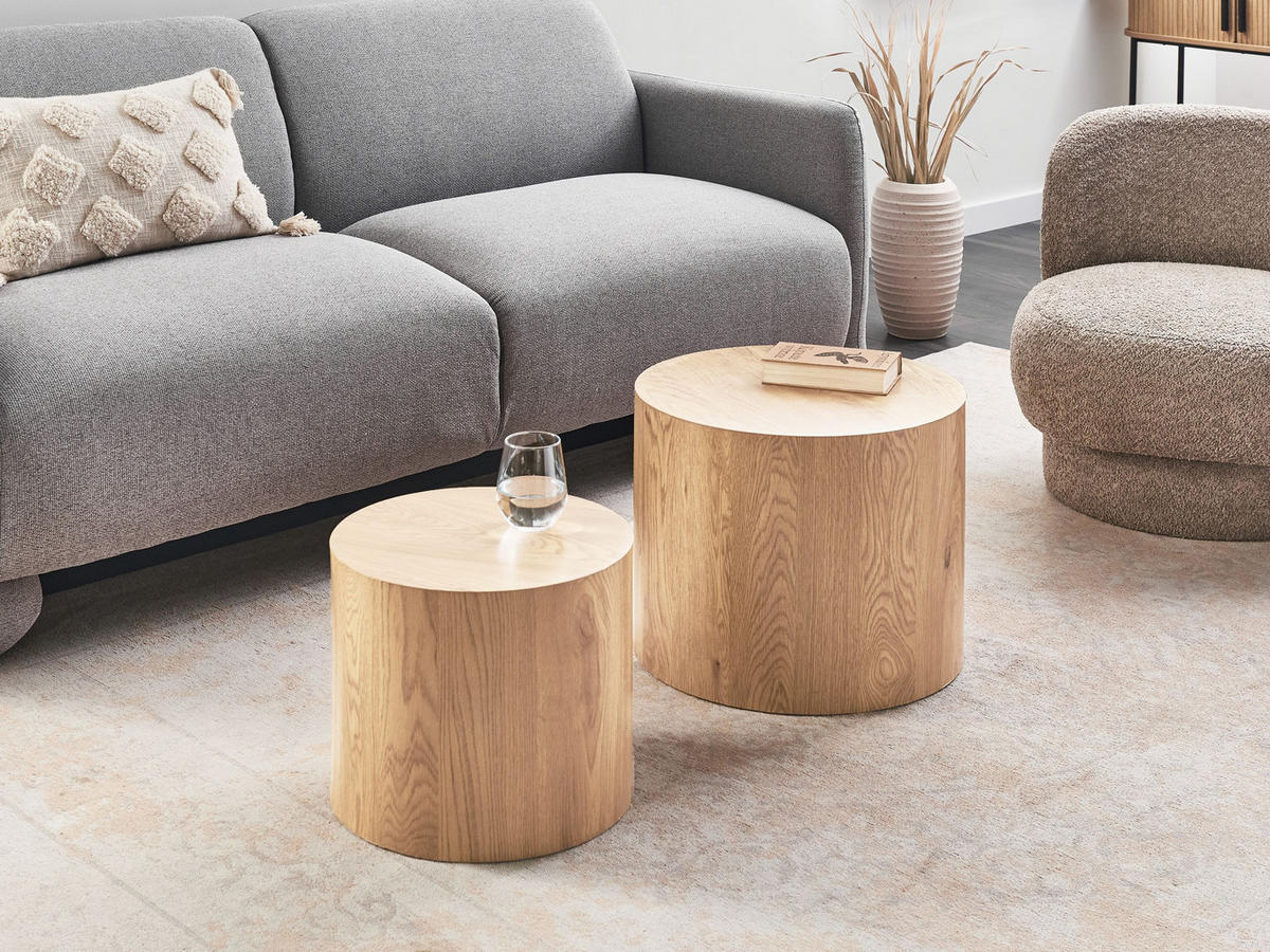COUCHTISCH 2er-Set Hellbraun Manti - Braun, Holzwerkstoff (48/48/38cm) - Beliani