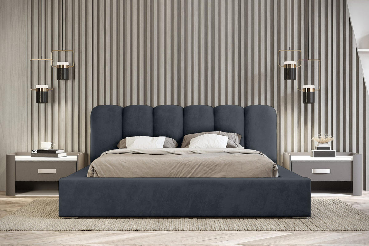 POLSTERBETT schenilen Struktur Ranera 140x200 cm, Dunkelblau - Dunkelblau, Textil (140/200cm) - Fedve
