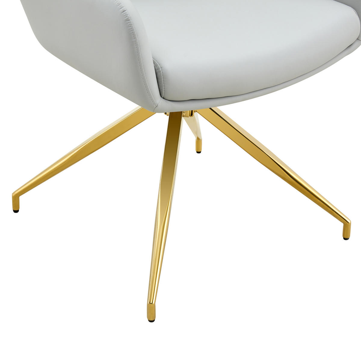 DREHSTUHL 2er-Set 360° drehbar Höhe 85 cm PU Hellgrau Goldfarben - Hellgrau, Metall (50/85/55cm) - Meubliv