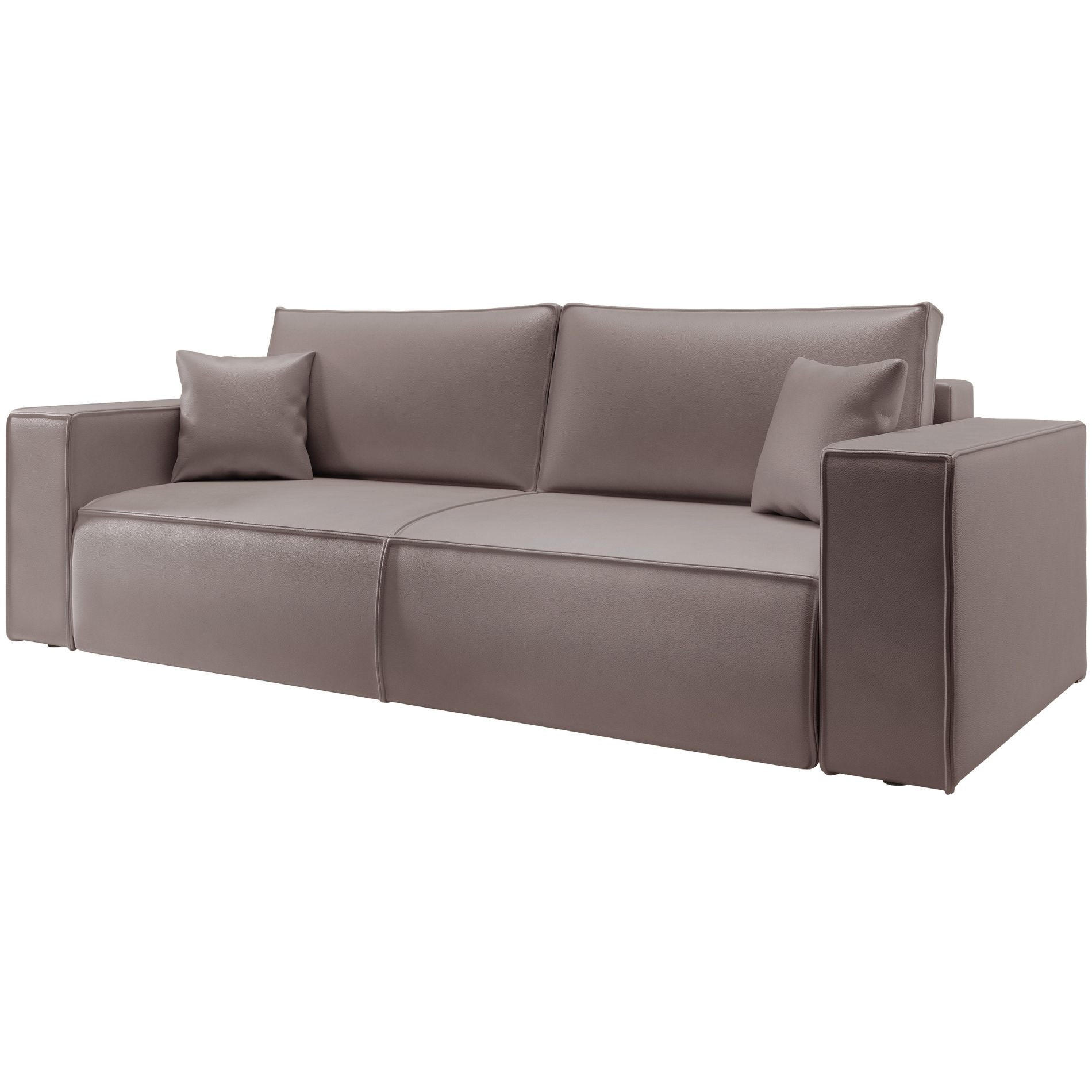 3-SITZER SCHLAFSOFA Farese Cuero Dunkelbeige, Kunstleder - Beige/Schwarz, Kunststoff/Textil (257/86/102cm) - Selsey