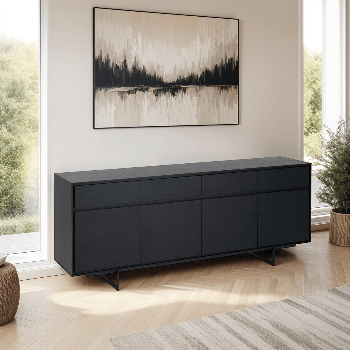SIDEBOARD Schwarz - Schwarz, Holz/Metall (205/82/45cm) - Furnhouse