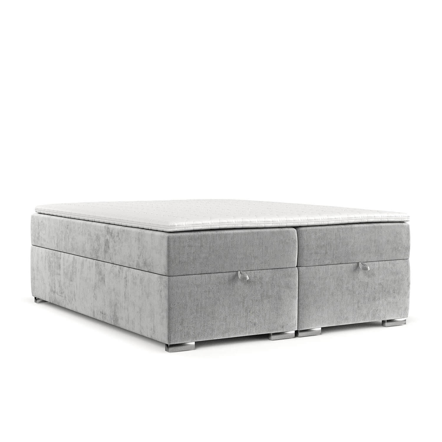 BOXBETT Reto 140/200 cm Hellgrau im Lotta Stoff - Chromfarben/Hellgrau, Holz/Holzwerkstoff (140/200cm) - AltaBeds