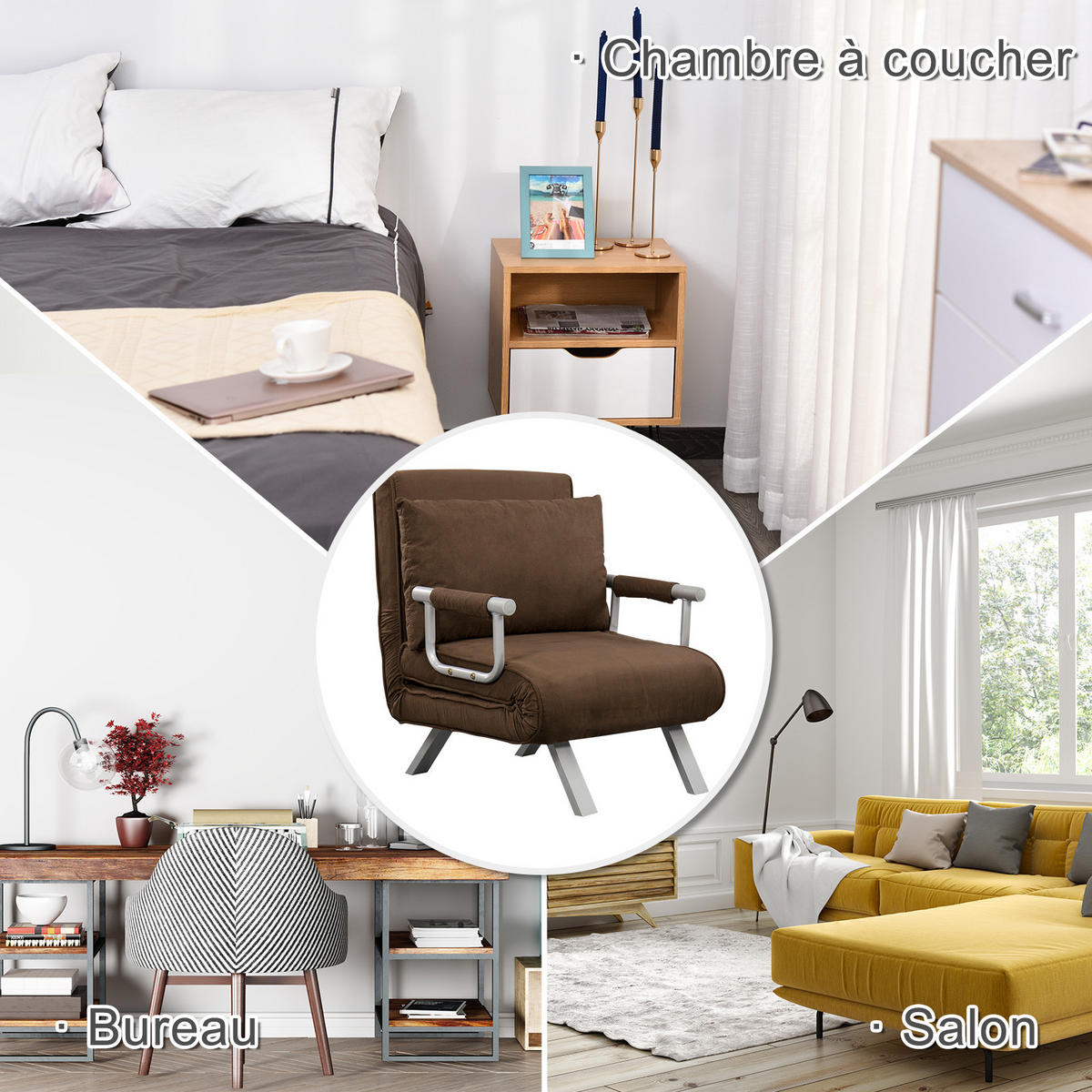 SCHLAFSESSEL DE-14538 1-Sitzer mit 5-fach verstellbarer Rückenlehne Braun - Braun, Metall (69/82/65cm) - ComfortXL