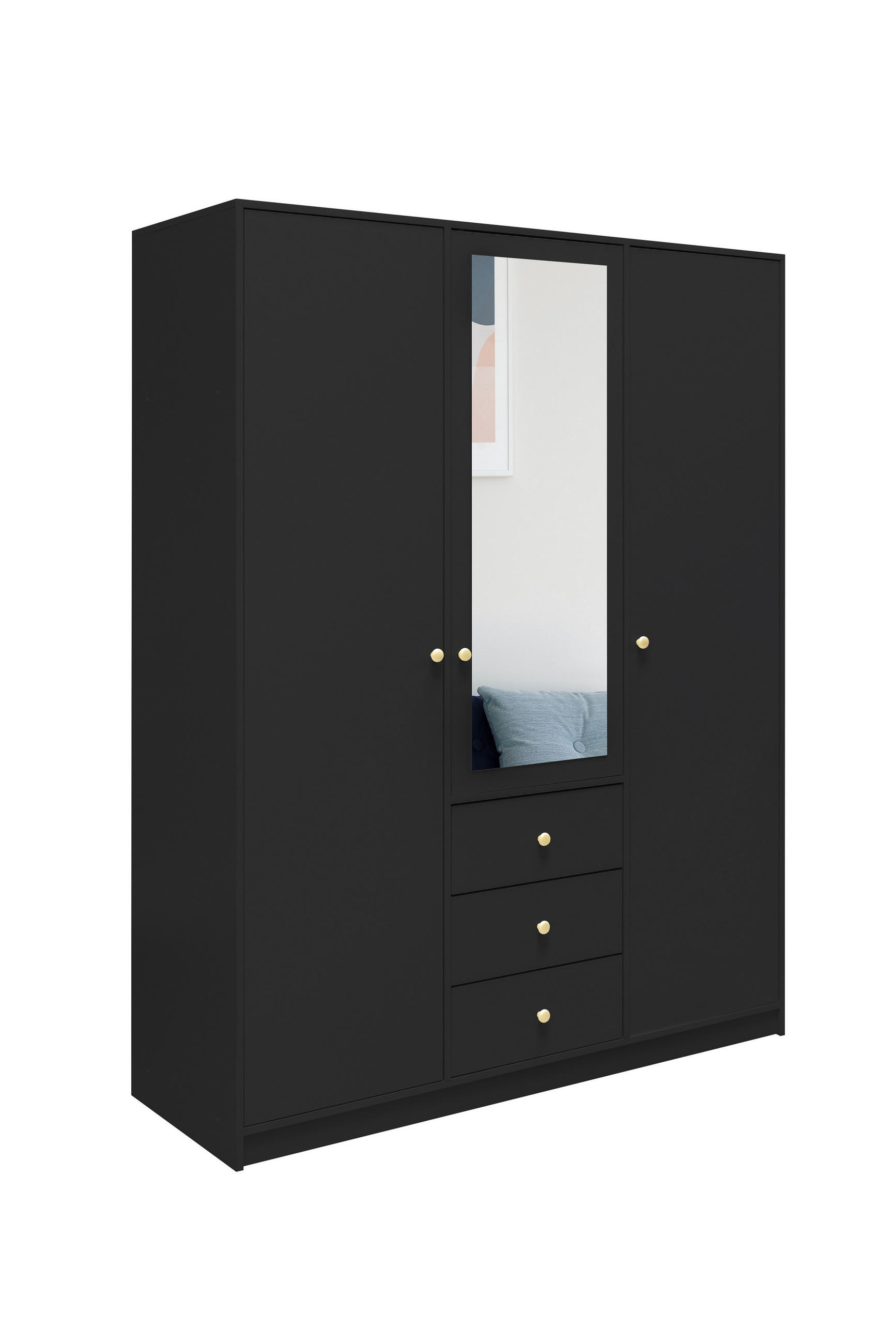 Masseno Drehtürenschrank Schwarz 149x200x57.5 cm