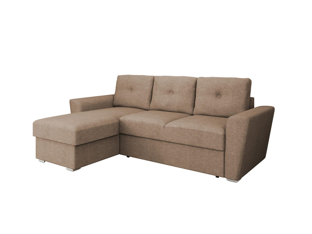 ECKSOFA Bellano Ecksofa L-Form- links oder rechts montierbar, braun - Braun, Holz (243/156cm) - Panda Möbel