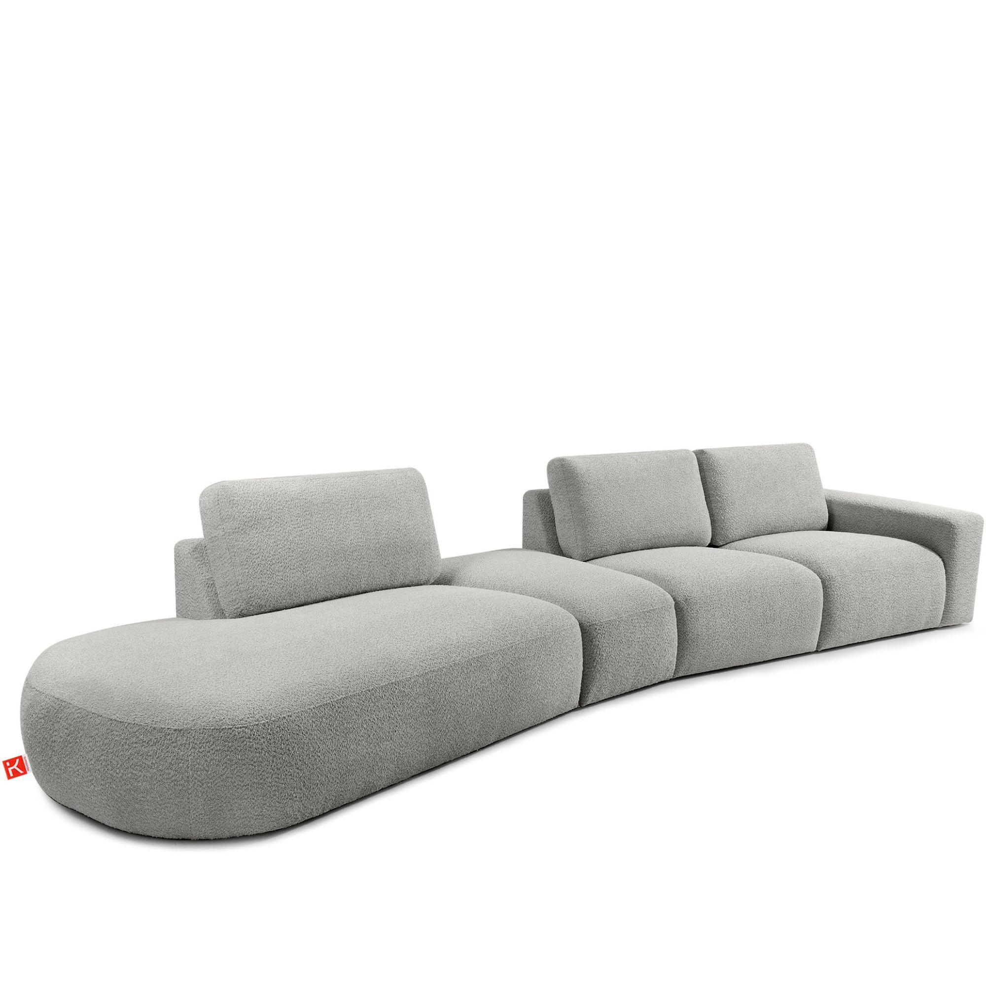 5-SITZER ECKSOFA ZUCCO Boucle links, Hellgrau - Hellgrau, Textil (430/84/105cm) - KONSIMO®