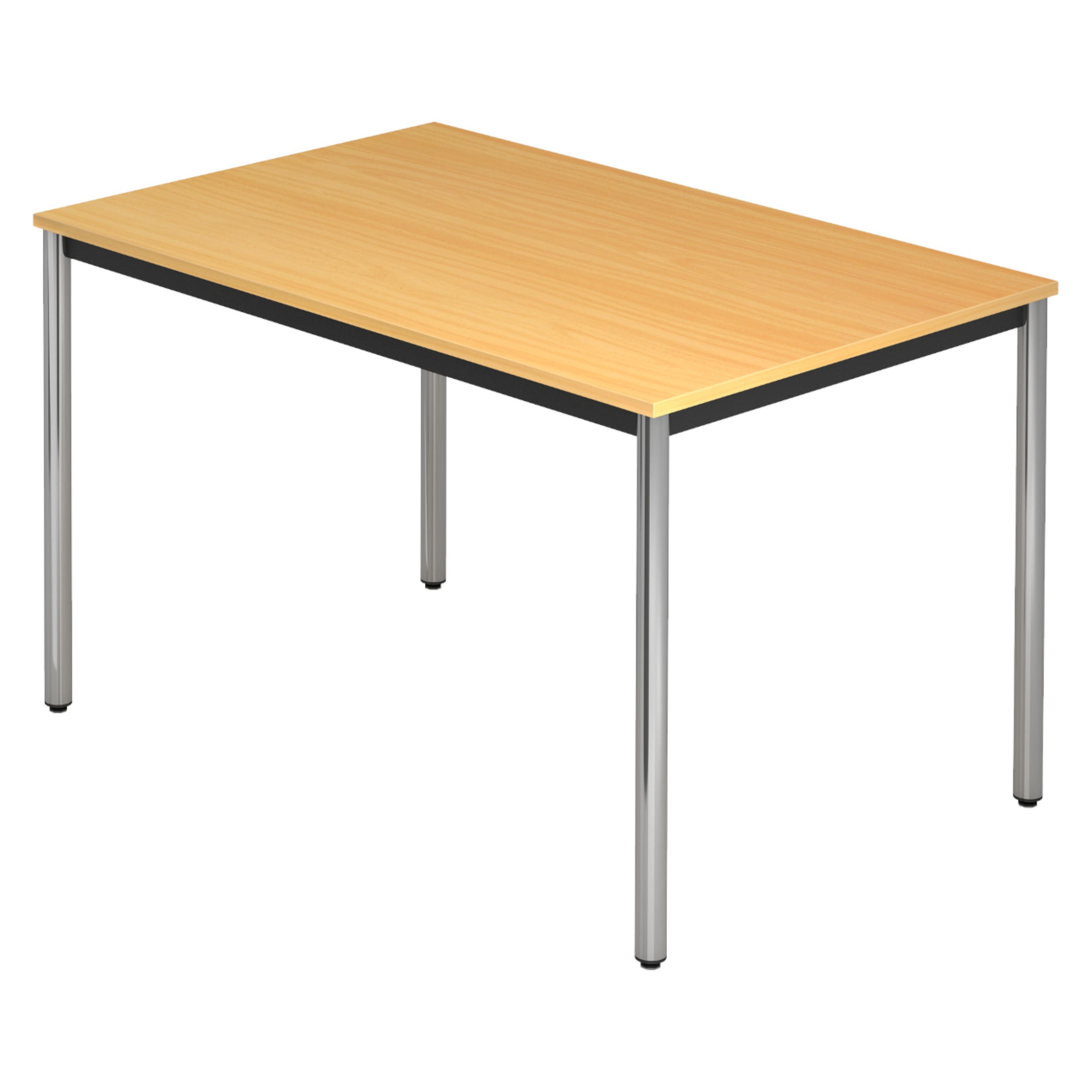 BESPRECHUNGSTISCH Serie-D 80/120/72 cm in Buchefarben/Rundrohr verchromt - Chromfarben/Buchefarben, Holzwerkstoff (80/120/72cm) - bümö