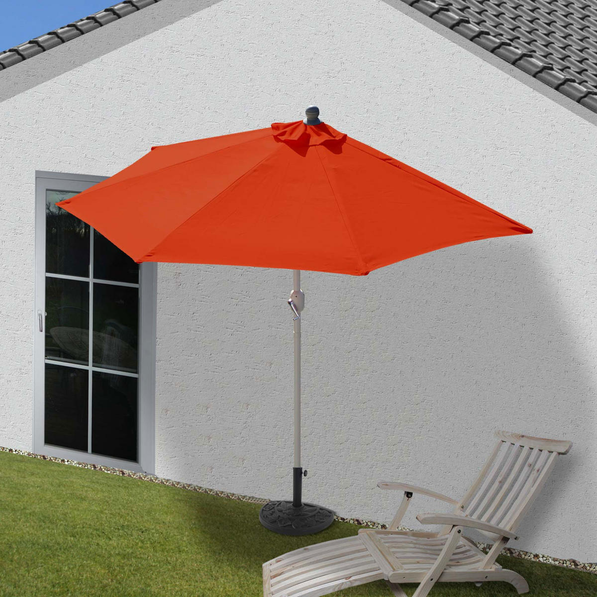 SONNENSCHIRM HALBRUND UV 50+ Orange - Orange, Textil (285/145cm) - MCW
