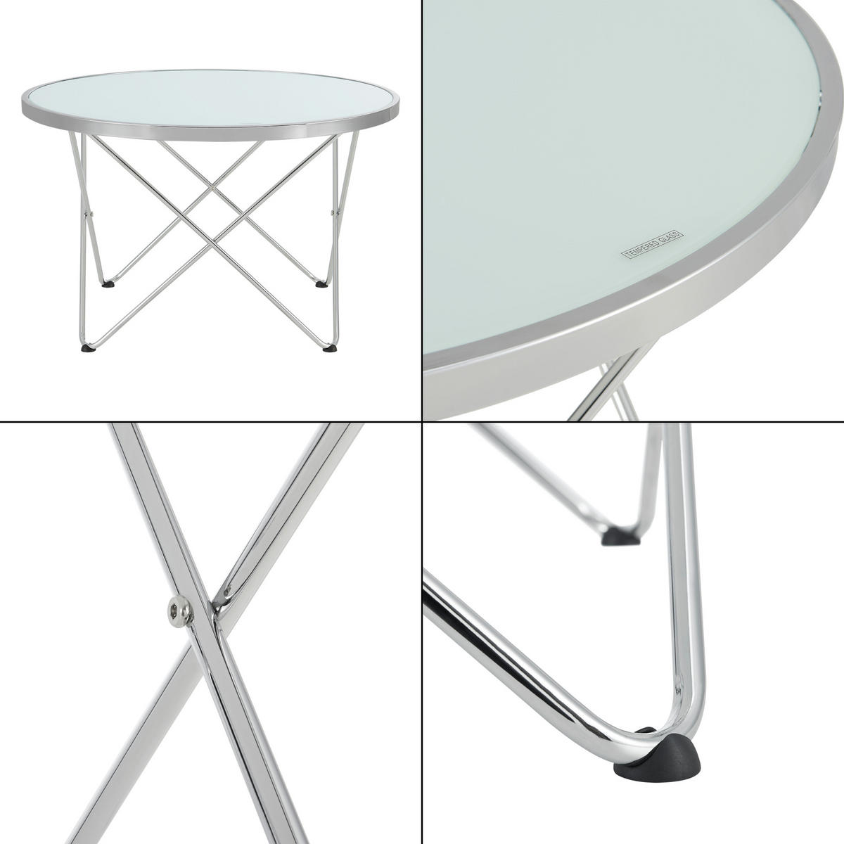 COUCHTISCH Nikkeby 80/80/50 - Silberfarben, Glas (80/80/50cm) - [en.casa]