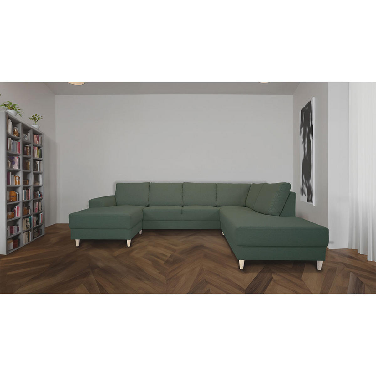 WOHNLANDSCHAFT grün - Grün, Textil (288/82/225cm) - ebuy24