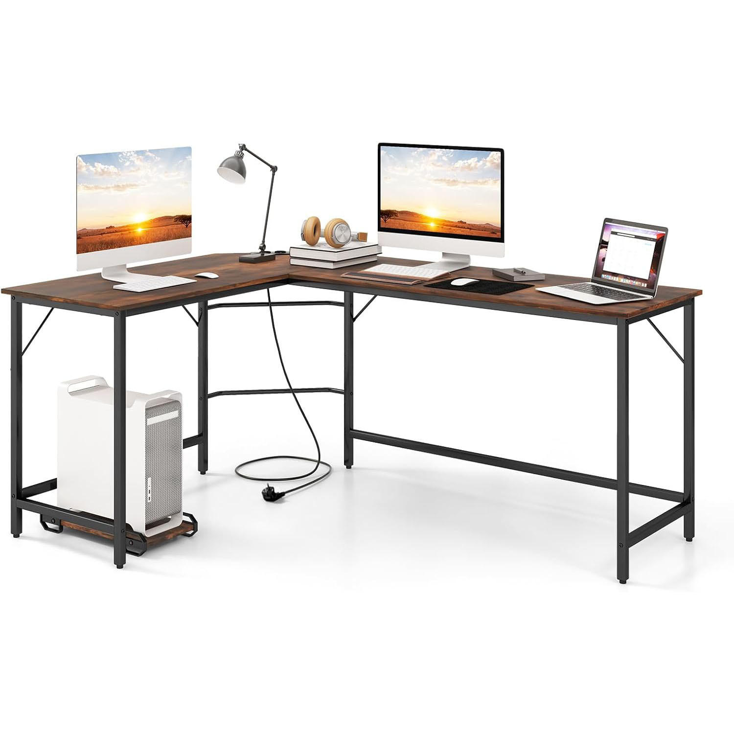DATORBORD Brunt - Brun, Träbaserade material (50/168/74.5cm) - COSTWAY