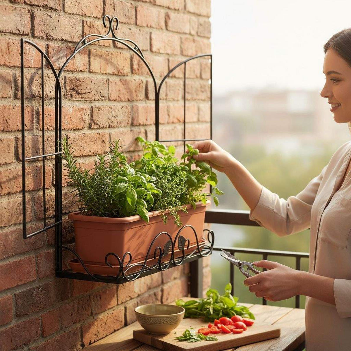 KRÄUTERREGAL FÜR BALKON UND WAND Wetterfest Schwarz 50 cm - Schwarz, Metall (52/62/18cm) - DanDiBo