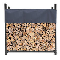 KAMINHOLZREGAL Außen 113x115x25 cm Metall Anthrazit mit Schutzhülle Grau 0,5 m³ / 0,6 SRM - Anthrazit, Metall (113/115/25cm) - QUICK STAR