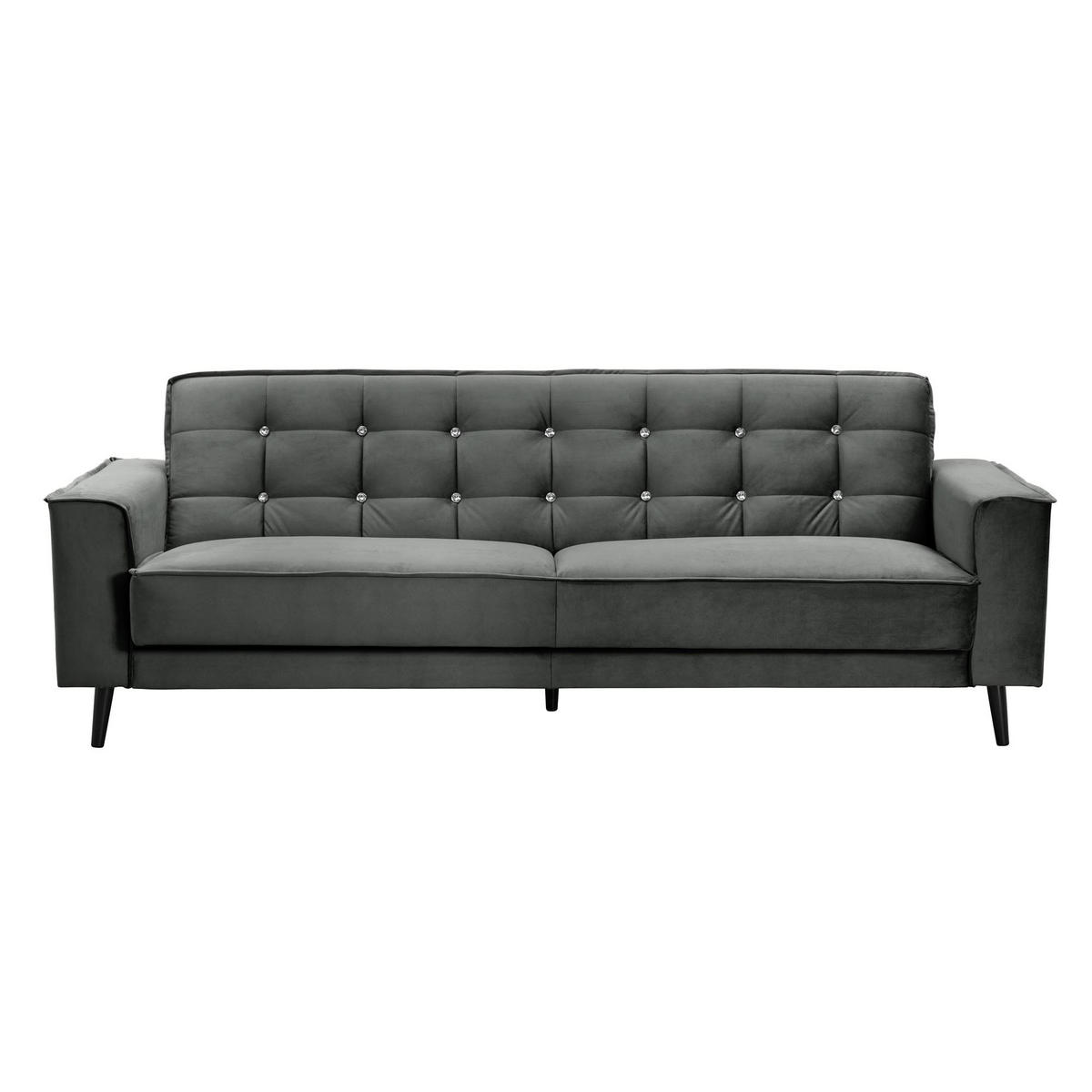 SOFA 3-Sitzer mit Bettfunktion Kaycee Samtvelours graphit - Graphitfarben, Kunststoff (78/84/240cm) - 58aufmkessel