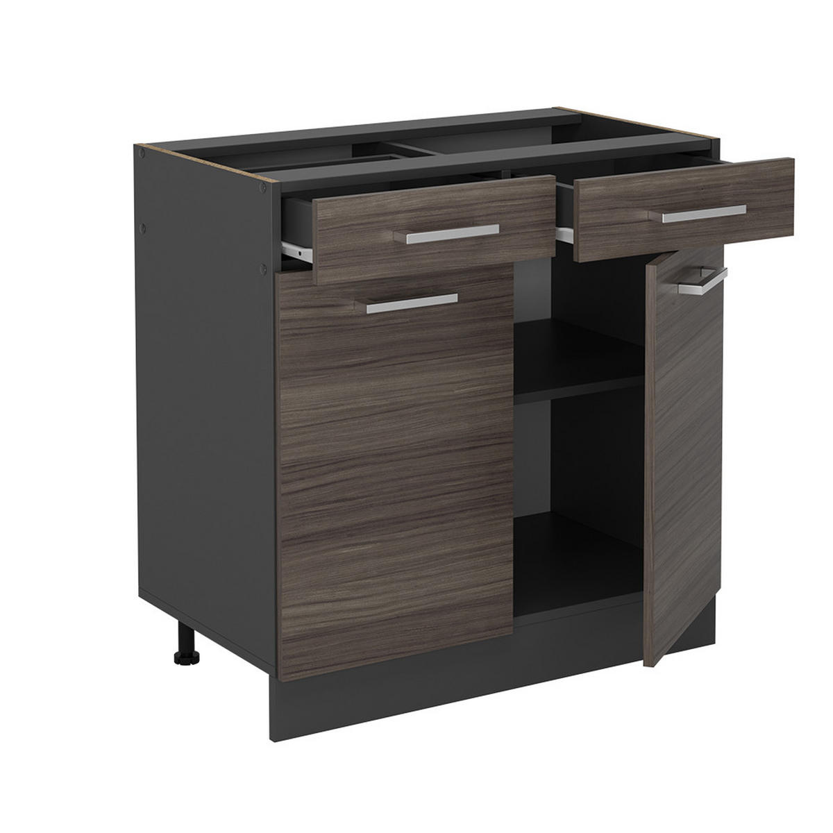 KÜCHENUNTERSCHRANK R-Line Edelgrau 80 cm , AP Eiche - Anthrazit/Braun, Holzwerkstoff (80/81.6/60cm) - Vicco
