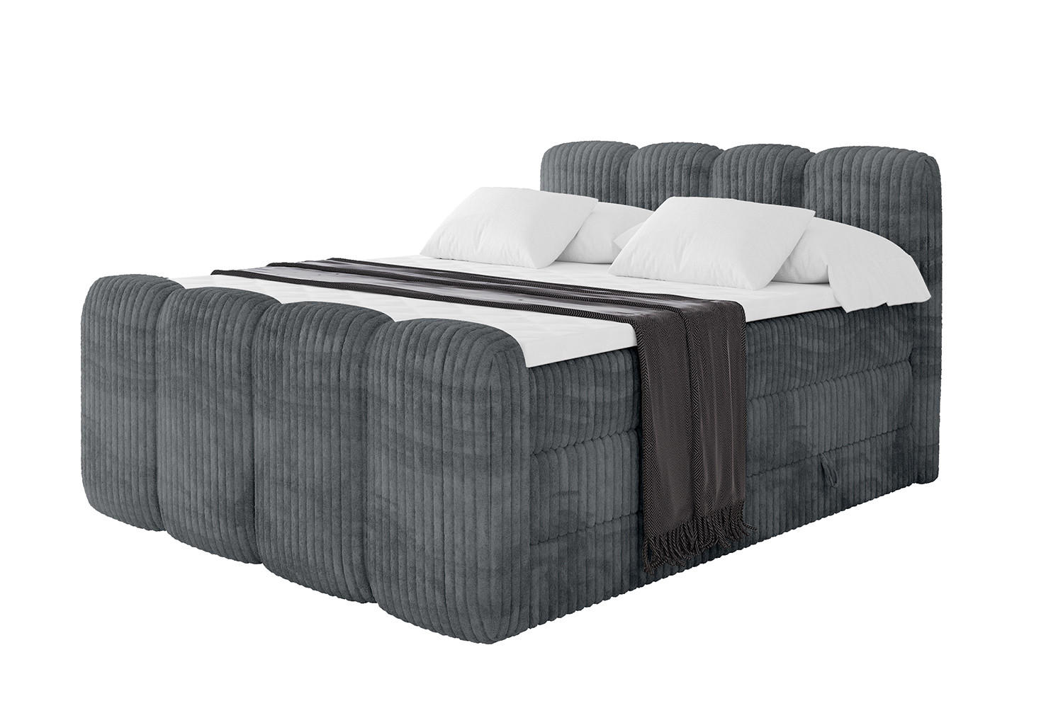 BOXBETT mit Matratze H3|H4 und Lattenrost - NINA-Z KING - 180x200 cm - Dunkelgrau - Schieferfarben, Holzwerkstoff (180/200cm)