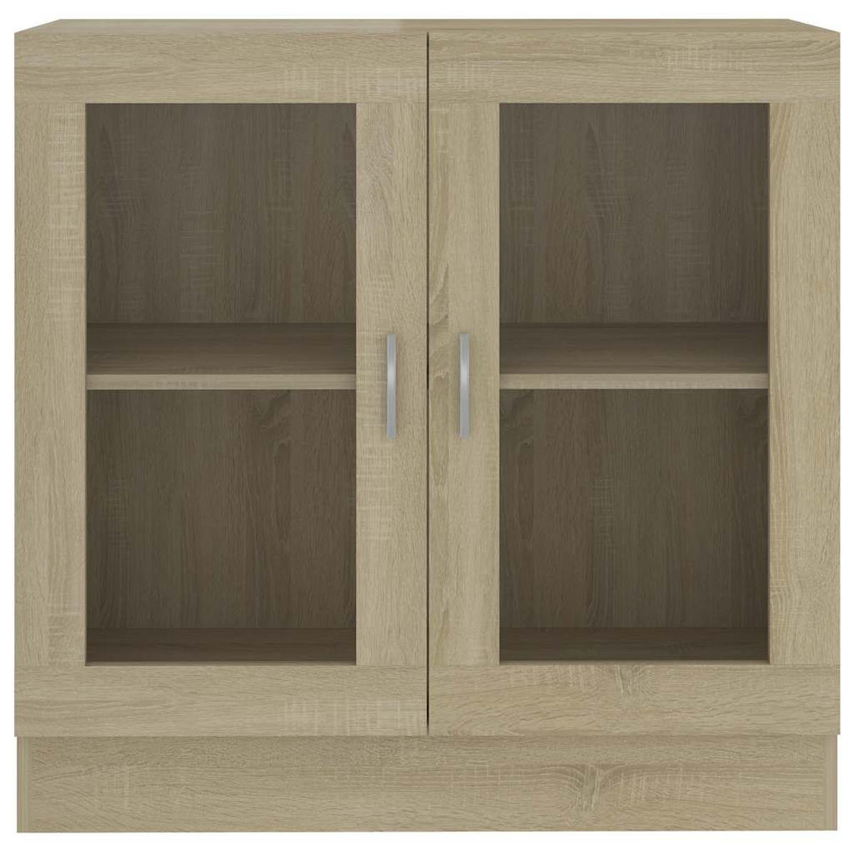 VITRINENSCHRANK mit 2 Fächern, 2 Glastüren 82,5/30,5/80 cm aus Holzwerkstoff Sonoma-Eiche Dekor - Sonoma Eiche, Holz (82.5/80/30.5cm) - vidaXL